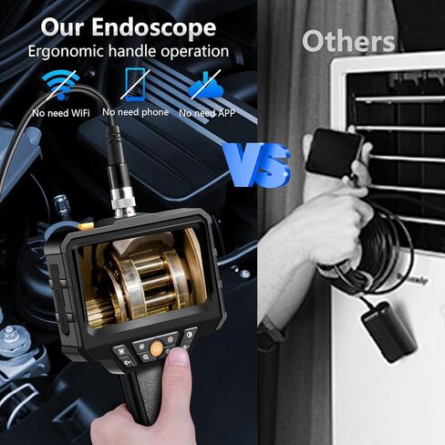 Endoscope Camera with Light, Rivulet Borescope Camera w/16.4ft Semi-Rigid Cable, 4.3'' HD 1080P w/8 Adjust LED Lights IP67 Waterproof Inspection Camera, Handheld Scope Camera for Swer, 3 Gadgets in Saudi Arabia
