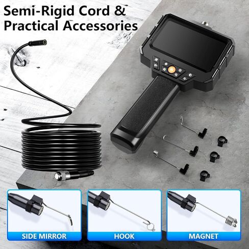 Endoscope Camera with Light, Rivulet Borescope Camera w/16.4ft Semi-Rigid Cable, 4.3'' HD 1080P w/8 Adjust LED Lights IP67 Waterproof Inspection Camera, Handheld Scope Camera for Swer, 3 Gadgets in Saudi Arabia