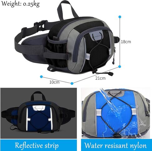 Waterproof Fanny Pack with Water Bottle Holder for Men Women Hiking Waist Packs for Walking Running (black) in Saudi Arabia