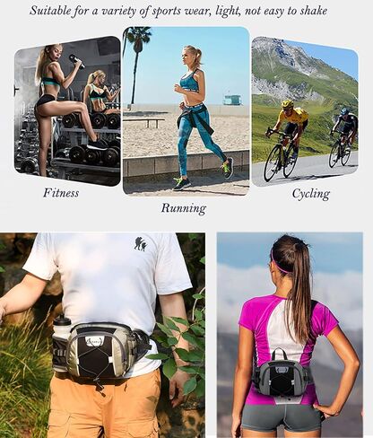Waterproof Fanny Pack with Water Bottle Holder for Men Women Hiking Waist Packs for Walking Running (black) in Saudi Arabia