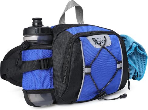 Waterproof Fanny Pack with Water Bottle Holder for Men Women Hiking Waist Packs for Walking Running (black) in Saudi Arabia