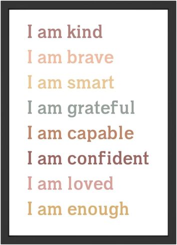 طباعة فنية Wowsweet-Affirmations للأطفال، لوحة فنية جدارية للفصل الدراسي، I am Enough، غرفة نوم الأطفال، طباعة تأكيدات قوس قزح، I am Kind Smart Loved، ديكور حضانة ملهم، غير مؤطر (11X14 بوصة) in Kuwait