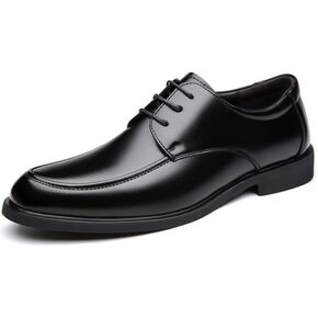 Dress Shoes for Men Lace Up Round Toe Vegan Leather Apron Toe Derby Shoes Block Heel Slip Resistant Low Top Prom in Kuwait