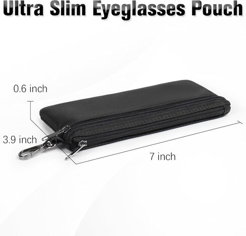 Double Glasses Case Soft Zipper, Clip Dual Sunglasses Case Organizer for 2 Pairs Women, Portable Slim Eyewear Storage Travel in Kuwait