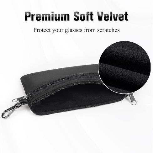 Double Glasses Case Soft Zipper, Clip Dual Sunglasses Case Organizer for 2 Pairs Women, Portable Slim Eyewear Storage Travel in Kuwait