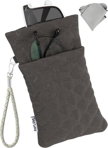Double Glasses Case for Women & Men, Soft Travel Eyeglass Case with Detachable Strap - Holds 2 Pairs of Glasses in Kuwait