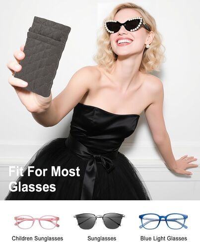 Double Glasses Case for Women & Men, Soft Travel Eyeglass Case with Detachable Strap - Holds 2 Pairs of Glasses in Kuwait