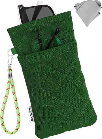 Double Glasses Case for Women & Men, Soft Travel Eyeglass Case with Detachable Strap - Holds 2 Pairs of Glasses in Kuwait