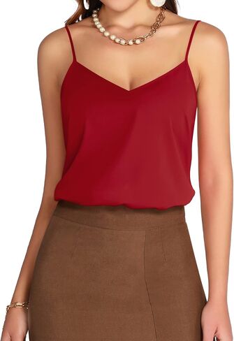 MANGOPOP Women's Bodysuit V Neck Spaghetti Strap Tank Tops Cami Backless Sleeveless Loose Fit Blouse Body Suits Sexy Casual in Saudi Arabia