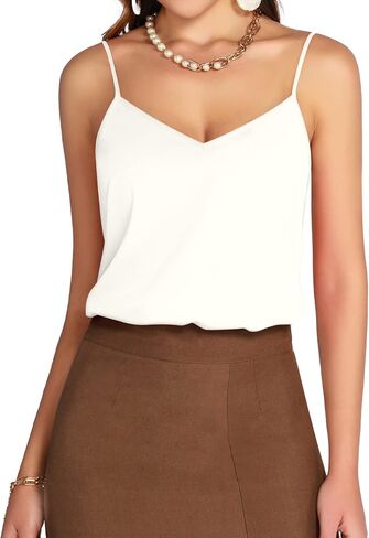 MANGOPOP Women's Bodysuit V Neck Spaghetti Strap Tank Tops Cami Backless Sleeveless Loose Fit Blouse Body Suits Sexy Casual in Saudi Arabia