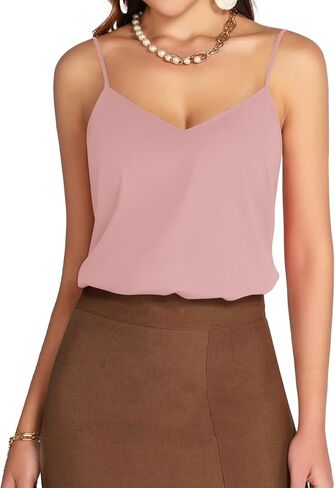 MANGOPOP Women's Bodysuit V Neck Spaghetti Strap Tank Tops Cami Backless Sleeveless Loose Fit Blouse Body Suits Sexy Casual in Saudi Arabia