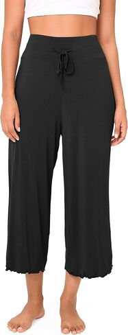 BAMBOO COOL Women Pajama Pants High Waisted Wide Leg Lounge Sleep Bottoms Light Weight Casual Yoga Capri Pants in Saudi Arabia