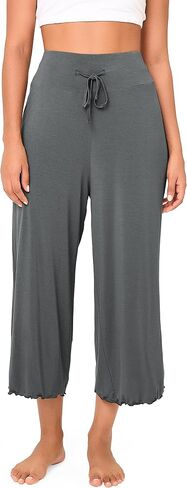 BAMBOO COOL Women Pajama Pants High Waisted Wide Leg Lounge Sleep Bottoms Light Weight Casual Yoga Capri Pants in Saudi Arabia