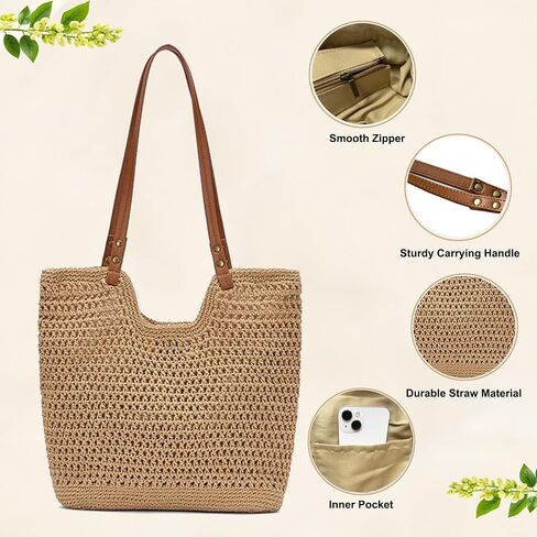 Crochet Beach Bag for Women - Summer Mesh Beach Tote Bag Boho Woven Purse Shoulder Handbags for Vacation Travel in Saudi Arabia