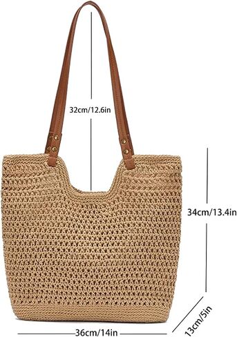 Crochet Beach Bag for Women - Summer Mesh Beach Tote Bag Boho Woven Purse Shoulder Handbags for Vacation Travel in Saudi Arabia