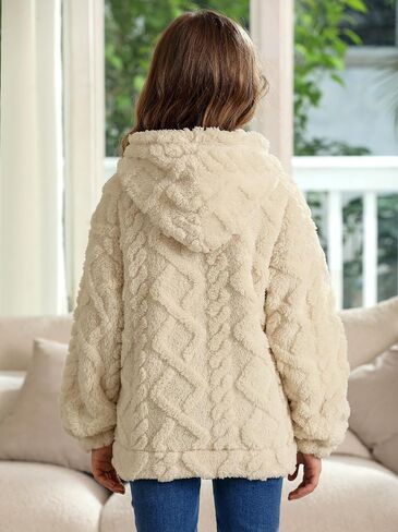 Besserbay Girls Winter Sherpa Fleece Fuzzy Hoodies Sweatshirts Button Button Down Dan Disual Outerwear Coat مع جيوب من 4 إلى 14 عامًا in Saudi Arabia