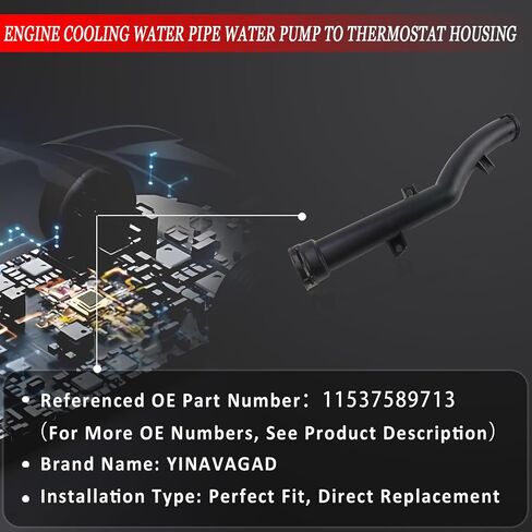 11537589713 Engine Cooling Water Pipe w/O-Ring Water Pump to Thermostat Housing for Mini Cooper R55 R56 R57 R58 R59 Countryman R60 Paceman R61 Convertibles 2007-2016, Replace 11537541845 in Kuwait