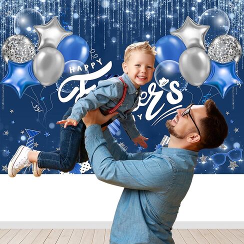 Mocsicka خلفية عيد الأب السعيد، 7x5ft، بالونات زرقاء وفضية، شكرًا للأب، ديكورات الحفلات، الحب، الأب، لوازم الحفلات العائلية، لافتة عيد الأب، خلفية التصوير الفوتوغرافي in Saudi Arabia