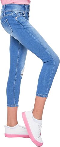 YMI Girls Essential 2-Button Anklet Jeans W/Distressed Hem in Saudi Arabia