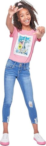 YMI Girls Essential 2-Button Anklet Jeans W/Distressed Hem in Saudi Arabia