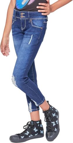 YMI Girls Essential 2-Button Anklet Jeans W/Distressed Hem in Saudi Arabia