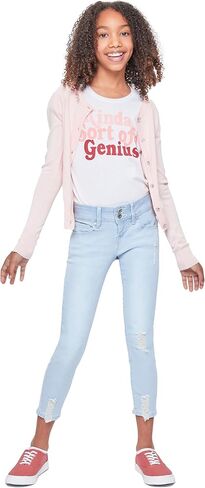 YMI Girls Essential 2-Button Anklet Jeans W/Distressed Hem in Saudi Arabia