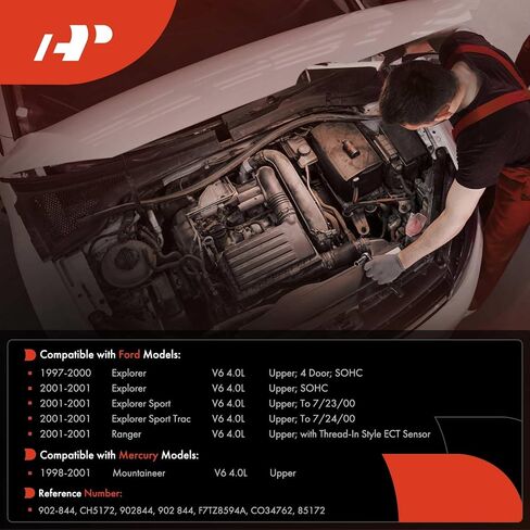 A-Premium Engine Toolant Thermostat Watering Water Outlet [45 ° زاوية] متوافق مع Ford & Mercury-Explorer 1997-2001 ، Ranger/Explorer Sport/Explorer Sport Trac 2001 ، Mountaineer 1998-2001-Upper in Saudi Arabia