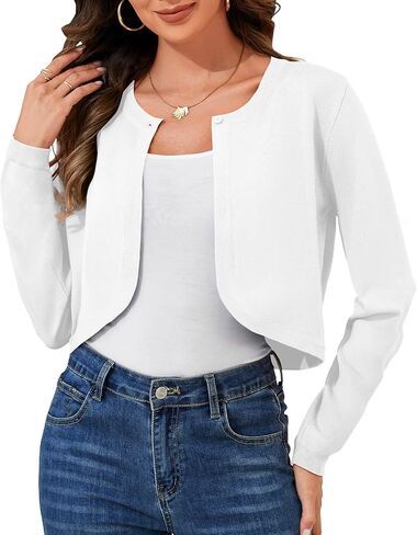 Cropped Cardigan Sweaters for Women Long Sleeve Open Front Bolero Shrugs for Dresses, S-XL in Saudi Arabia