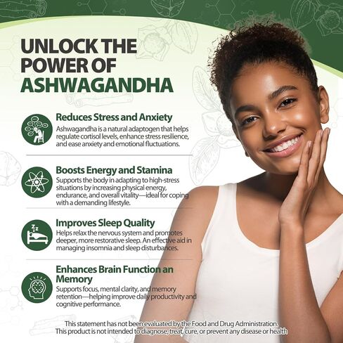 Ashwagandha Supplements 2400mg Organic with Black Pepper Vitamin B12 & B6 for Max Absorption Stress Relief Sleep Support & Athletic Performance for Men & Women 60 Capsules in Saudi Arabia