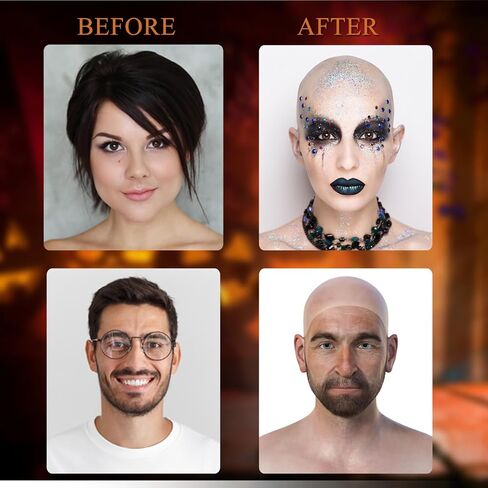 طقم مكياج SFX Cap SFX ، غطاء شعر مستعار أصلع مع مادة لاصقة من الأكريليك القائمة على الماء (غراء الجلد الترابط) للرجال البالغين ، قبعات أصلع مثالية لأزياء عيد الهالوين ، تأثيري ، والمسرح in Kuwait