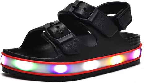 GULAKY Toddler Sandals Girls Boys Light up Double Buckle Sandals Children's Adjustable Back Strap Water Sandal Kids Beach Shoes in Saudi Arabia