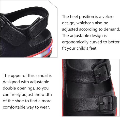 GULAKY Toddler Sandals Girls Boys Light up Double Buckle Sandals Children's Adjustable Back Strap Water Sandal Kids Beach Shoes in Saudi Arabia