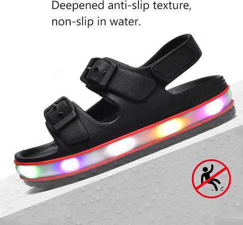GULAKY Toddler Sandals Girls Boys Light up Double Buckle Sandals Children's Adjustable Back Strap Water Sandal Kids Beach Shoes in Saudi Arabia