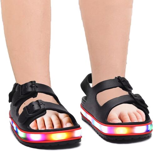 GULAKY Toddler Sandals Girls Boys Light up Double Buckle Sandals Children's Adjustable Back Strap Water Sandal Kids Beach Shoes in Saudi Arabia
