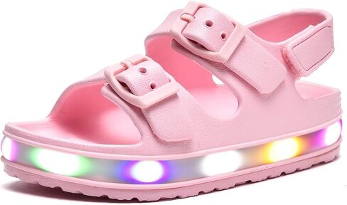 GULAKY Toddler Sandals Girls Boys Light up Double Buckle Sandals Children's Adjustable Back Strap Water Sandal Kids Beach Shoes in Saudi Arabia