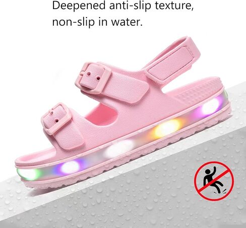 GULAKY Toddler Sandals Girls Boys Light up Double Buckle Sandals Children's Adjustable Back Strap Water Sandal Kids Beach Shoes in Saudi Arabia