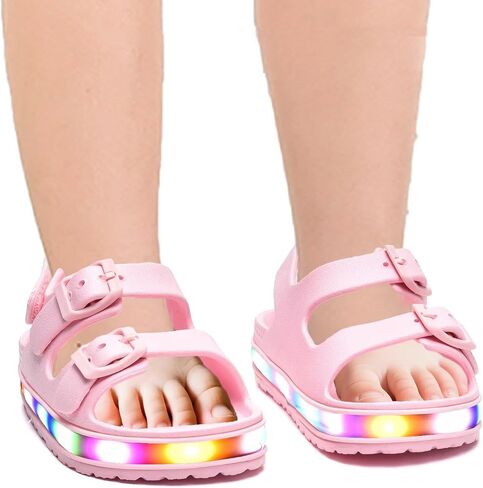 GULAKY Toddler Sandals Girls Boys Light up Double Buckle Sandals Children's Adjustable Back Strap Water Sandal Kids Beach Shoes in Saudi Arabia