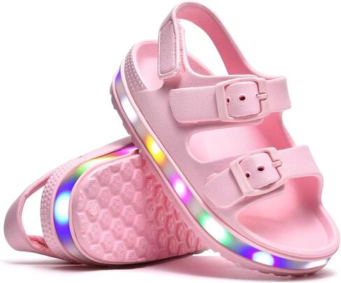 GULAKY Toddler Sandals Girls Boys Light up Double Buckle Sandals Children's Adjustable Back Strap Water Sandal Kids Beach Shoes in Saudi Arabia