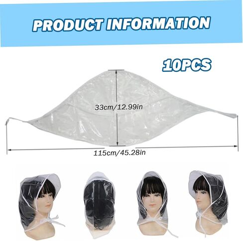Rain Bonnet with Visor, 10PCS Waterproof Plastic Rain Cap to Protect Hairstyle, Windproof Rain Hat with Tie, Portable Clear Rain Caps, Rain Caps for Women in Saudi Arabia