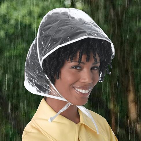 Rain Bonnet with Visor, 10PCS Waterproof Plastic Rain Cap to Protect Hairstyle, Windproof Rain Hat with Tie, Portable Clear Rain Caps, Rain Caps for Women in Saudi Arabia