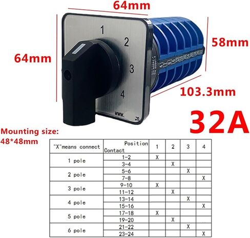 LW26-32/6 LW28-20 أربع مواقف 6 أعمدة 20A 32A 690V التبديل العالمي تبديل المحرك الدوار (32A) in Kuwait