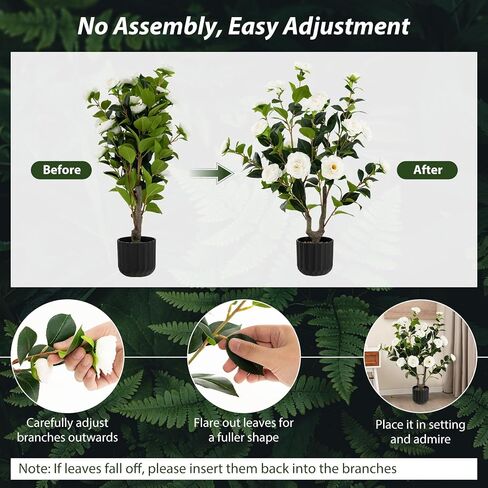 Goplus 38’’ Artificial Camellia Tree, 2 Pack Flower Plants Artificial Tree, Faux Floral Plant Blooming Tree in Cement Pot, Greenery Potted Plant for Indoor Outdoor Office Home Porch Decor in Saudi Arabia