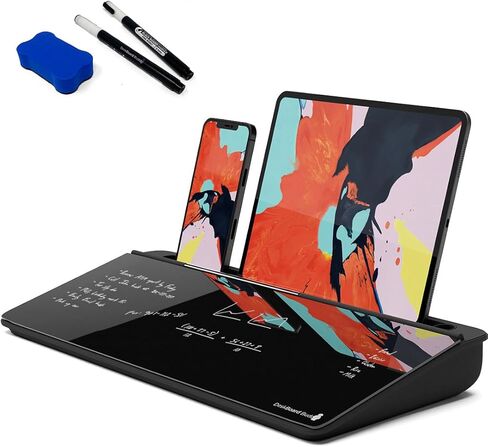 سبورة بيضاء لسطح المكتب من DeskBoard Buddy + 2 قلم تحديد - وسادة لوحة حامل للمسح الجاف للمكتب الأبيض لسطح طاولة الكمبيوتر - حجم صغير، محمول، لوحة ملاحظات زجاجية على سطح الطاولة مع حامل قلم تحديد صغير - امسحها بعيدًا in Kuwait