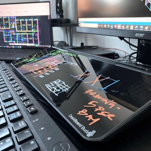 سبورة بيضاء لسطح المكتب من DeskBoard Buddy + 2 قلم تحديد - وسادة لوحة حامل للمسح الجاف للمكتب الأبيض لسطح طاولة الكمبيوتر - حجم صغير، محمول، لوحة ملاحظات زجاجية على سطح الطاولة مع حامل قلم تحديد صغير - امسحها بعيدًا in Kuwait