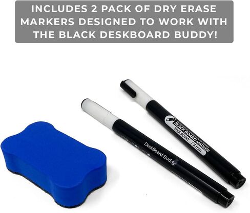 سبورة بيضاء لسطح المكتب من DeskBoard Buddy + 2 قلم تحديد - وسادة لوحة حامل للمسح الجاف للمكتب الأبيض لسطح طاولة الكمبيوتر - حجم صغير، محمول، لوحة ملاحظات زجاجية على سطح الطاولة مع حامل قلم تحديد صغير - امسحها بعيدًا in Kuwait