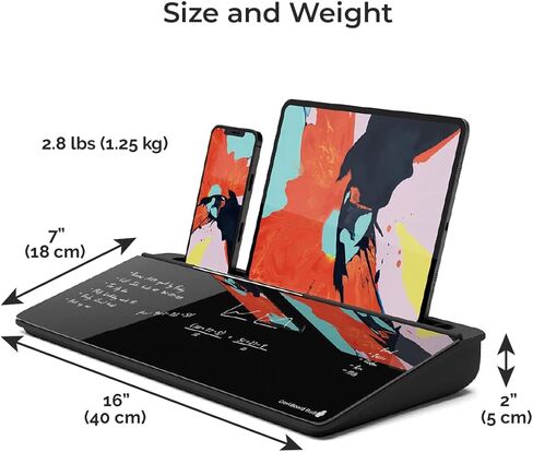 سبورة بيضاء لسطح المكتب من DeskBoard Buddy + 2 قلم تحديد - وسادة لوحة حامل للمسح الجاف للمكتب الأبيض لسطح طاولة الكمبيوتر - حجم صغير، محمول، لوحة ملاحظات زجاجية على سطح الطاولة مع حامل قلم تحديد صغير - امسحها بعيدًا in Kuwait