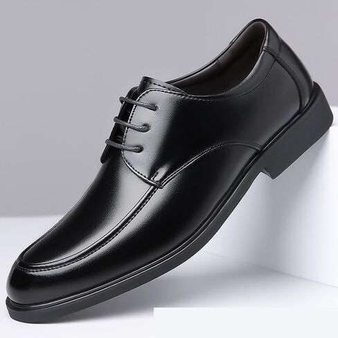 Dress Shoes for Men Lace Up Round Toe Vegan Leather Apron Toe Derby Shoes Block Heel Slip Resistant Low Top Prom in Kuwait