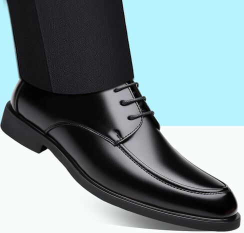 Dress Shoes for Men Lace Up Round Toe Vegan Leather Apron Toe Derby Shoes Block Heel Slip Resistant Low Top Prom in Kuwait