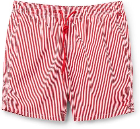 Man's Red Stripe Print Swim Trunks in Saudi Arabia