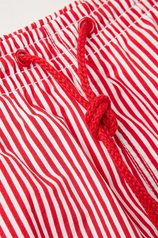Man's Red Stripe Print Swim Trunks in Saudi Arabia